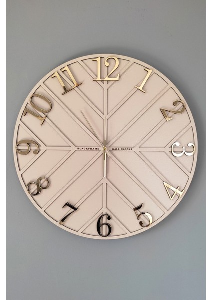 - Diagonal Lines - Krem & Gold - 50 cm Duvar Saati fiyatları