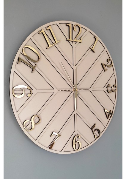 - Diagonal Lines - Krem & Gold - 50 cm Duvar Saati modelleri