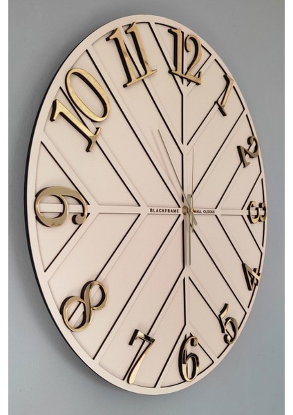 - Diagonal Lines - Krem & Gold - 50 cm Duvar Saati fırsatları