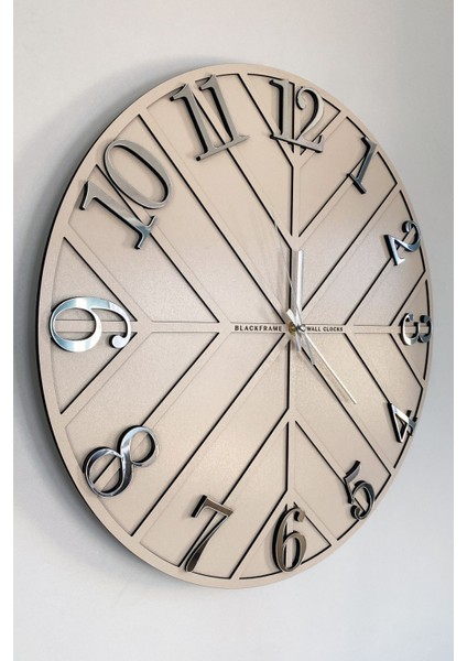 Diagonal Lines - Krem & Gümüş - 50 cm Duvar Saati fiyatları