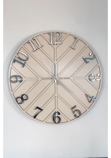 Diagonal Lines - Krem & Gümüş - 50 cm Duvar Saati modelleri