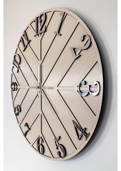 Diagonal Lines - Krem & Gümüş - 50 cm Duvar Saati fırsatları