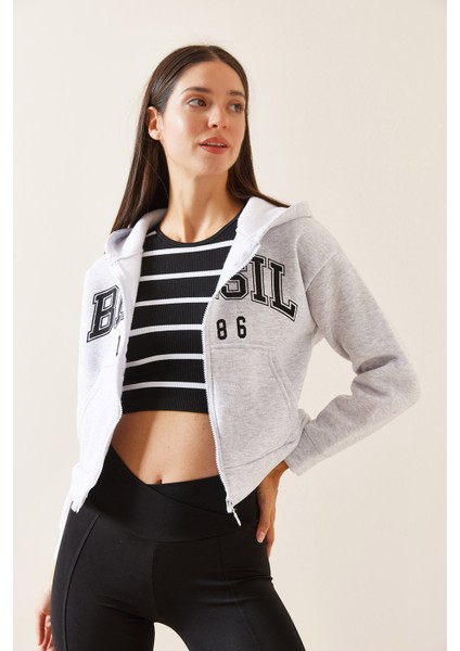 Gri Kapüşonlu & Baskılı Sweatshirt 5YXK8-48911-03 modelleri