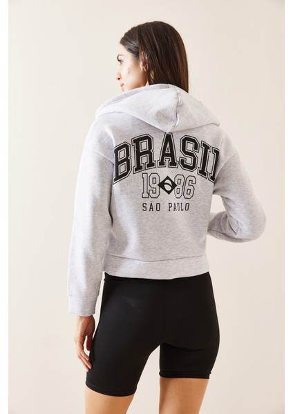 Gri Kapüşonlu & Baskılı Sweatshirt 5YXK8-48911-03 indirimleri