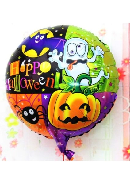 Parti Aksesuar Halloween Örümcekli Kabaklı Folyo Balon 18 Inç