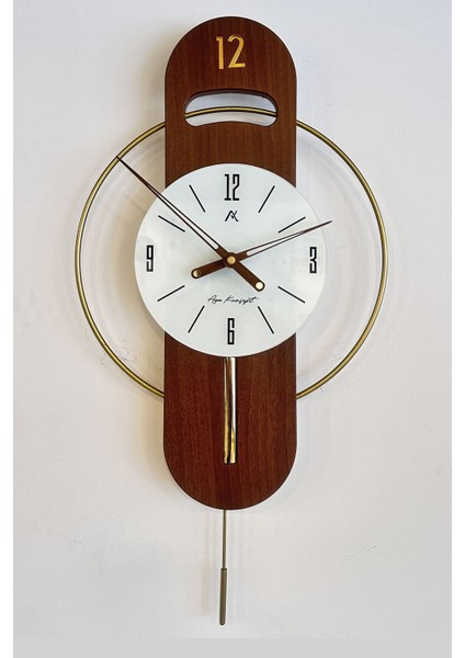 Mir Time Gold Metal Cam Ceviz Rengi Ahşap, Özel Tasarım Duvar Saati fiyatları