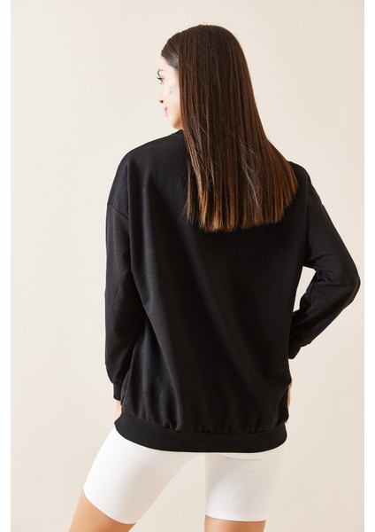 Siyah Bisiklet Yaka Sweatshirt 5YXK8-48918-02 indirimleri
