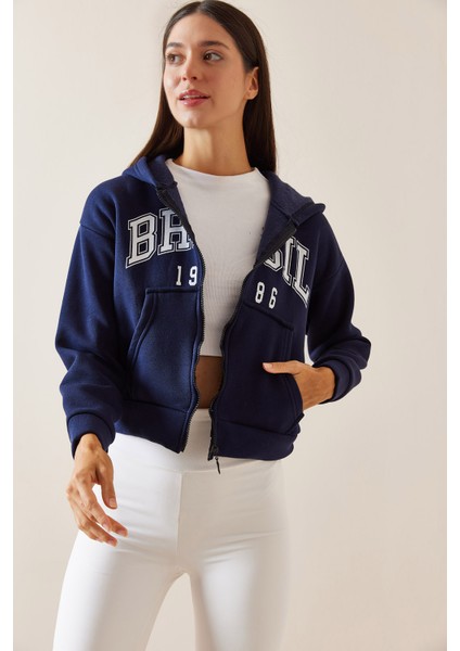 Lacivert Kapüşonlu & Baskılı Sweatshirt 5YXK8-48911-14