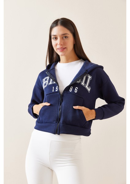 Lacivert Kapüşonlu & Baskılı Sweatshirt 5YXK8-48911-14