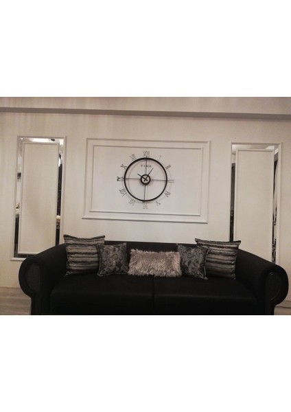 Siyah Roma Rakamlı 80 cm Full Çelik Modern Dekoratif Duvar Saati fiyatları