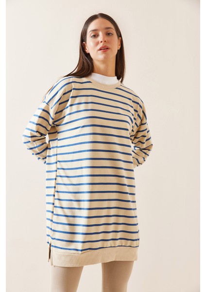 Mavi Bisiklet Yaka Çizgili Sweatshirt 5YXK8-48917-12 modelleri