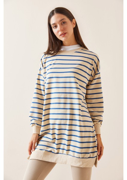 Mavi Bisiklet Yaka Çizgili Sweatshirt 5YXK8-48917-12 indirimleri