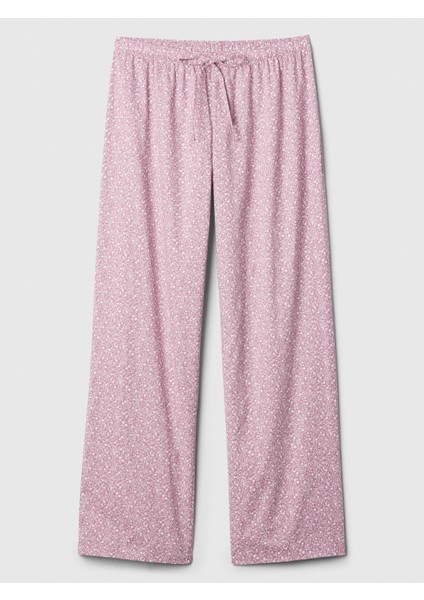 Kadın Pembe Desenli Poplin Pijama Altı