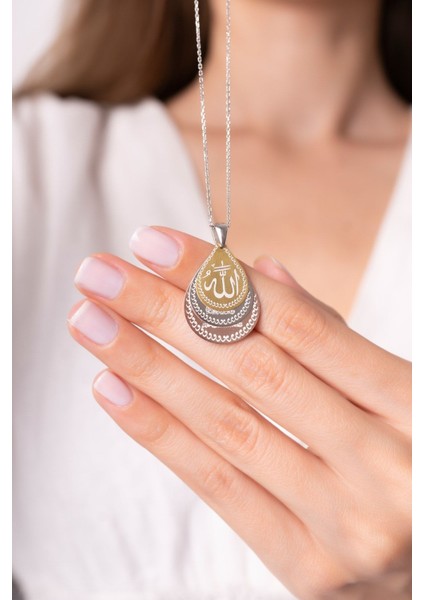 Şık 3'lü damla gümüş kolye, 925 ayar, kadın takısı, beyaz zirkon taşlı