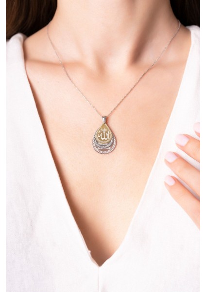 Şık 3'lü damla gümüş kolye, 925 ayar, kadın takısı, beyaz zirkon taşlı modelleri