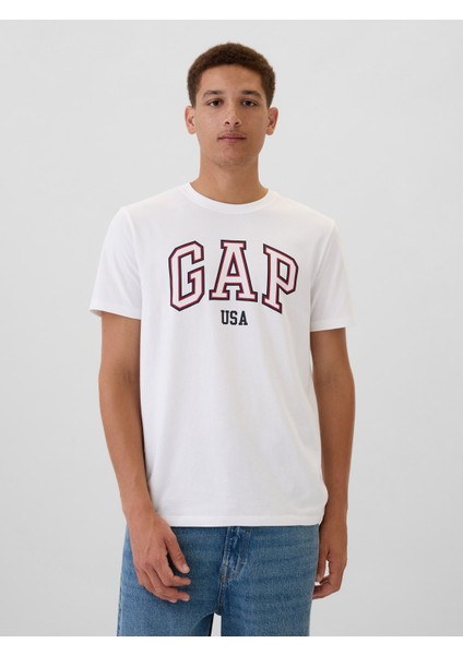 Erkek Beyaz Everyday Soft Gap Usa Logo T-Shirt