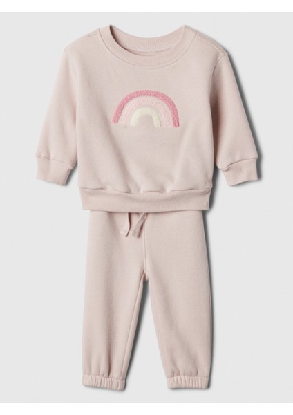 Bebek Pembe Brannan Bear Işlemeli Fleece Outfit Set