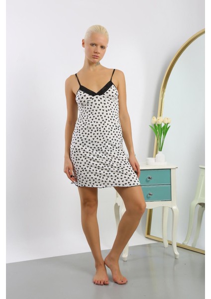 Kadın Penye Desenli Ip Askılı Gecelik 36714 fiyatları