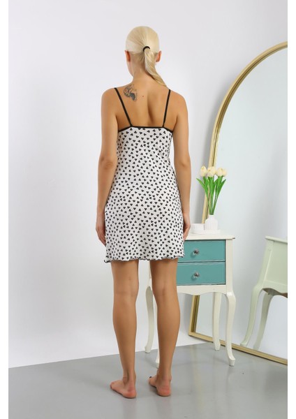 Kadın Penye Desenli Ip Askılı Gecelik 36714 fırsatları