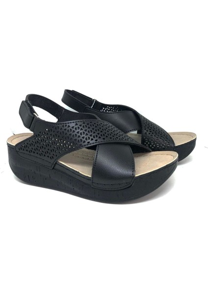 Ortopedik Siyah Kadın Sandalet