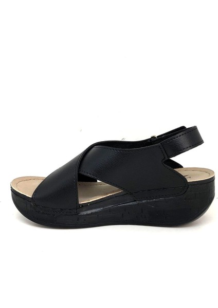 Ortopedik Siyah Kadın Sandalet indirimleri