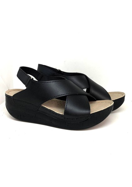 Ortopedik Siyah Kadın Sandalet