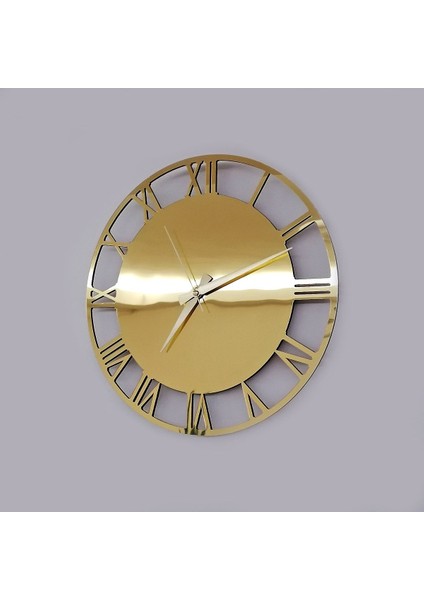 Dekoratif Roma Rakamlı Gold Aynalı Duvar Saati modelleri