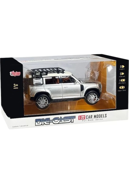 HCL-910 Çek Bırak 1:22 Sesli ve Işıklı Safari Metal Jeep