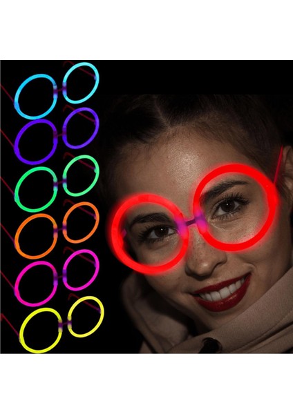 Ramby Arsyy Glow Stick Yuvarlak Gözlük - Glow Partisi Gözlükleri - Glow Stick Gözlük 12 Adet