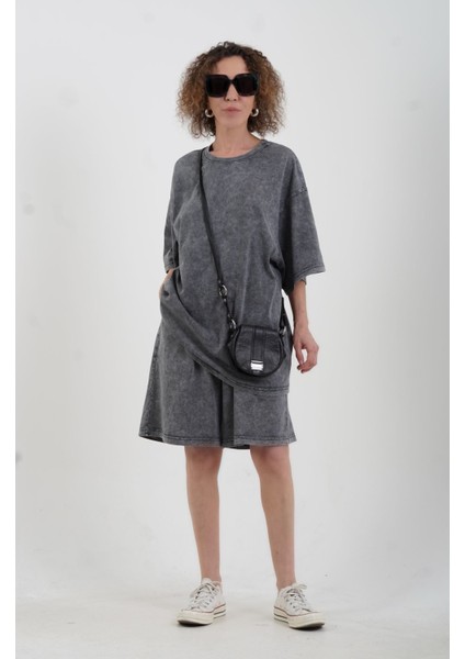 Antrasit Soluk Efektli Oversize Tshirt fiyatları