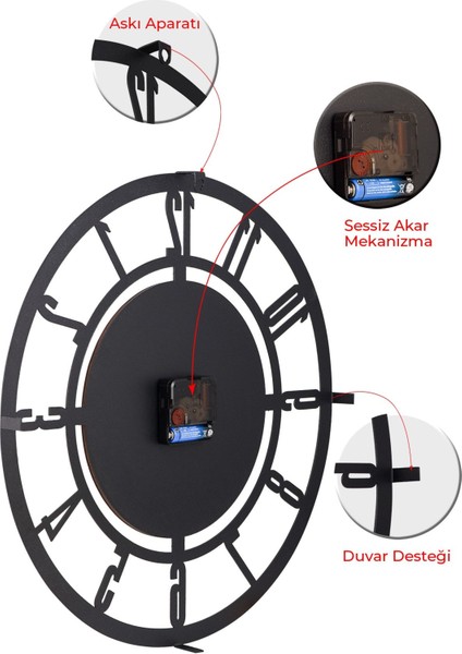 50 cm Metal Malzeme Akar Saniye Sessiz Mekanizma Dekoratif Duvar Saati indirimleri