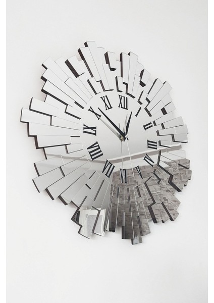 3d Kabartmalı Piyano Model Aynalı Pleksi Duvar Saati Roma Rakamlı