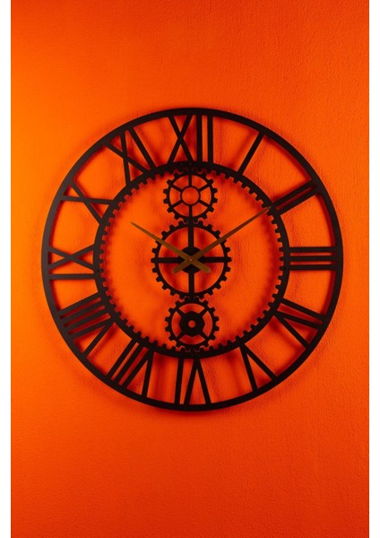 Çarklı Roma Rakamlı Metal Siyah Duvar Saati 1,5 mm Kalınlık 100 x 100 cm fiyatları