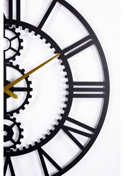 Çarklı Roma Rakamlı Metal Siyah Duvar Saati 1,5 mm Kalınlık 100 x 100 cm fırsatları