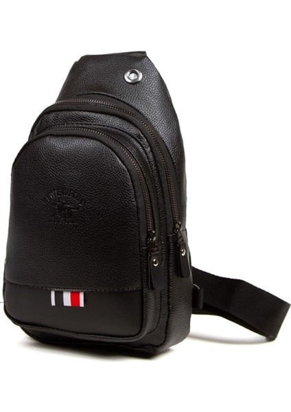 Unisex Siyah Su Geçirmez Kaliteli Suni Deri Kulaklık Çıkışlı Çapraz Askılı Bel Omuz Göğüs Çanta fiyatları