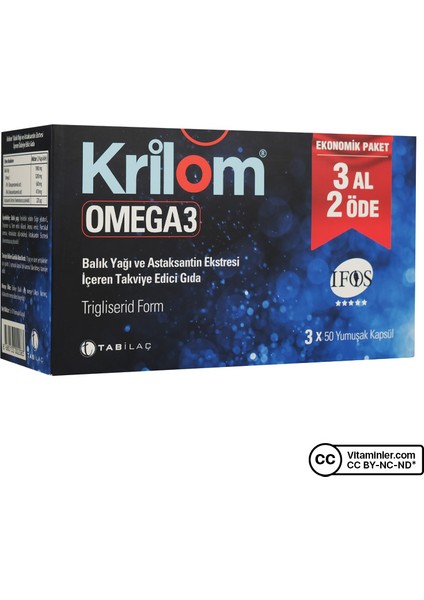 Krilom Omega 3 Astaksantin 3 x 50 Kapsül