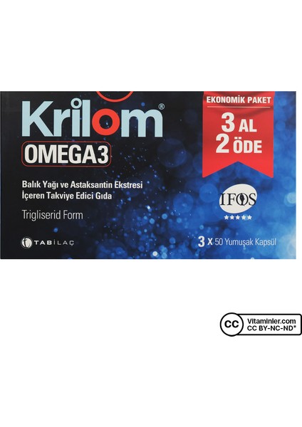 Krilom Omega 3 Astaksantin 3 x 50 Kapsül