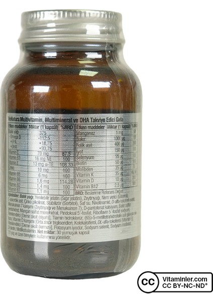 Multivitamin Multimineral ve Dha 30 Kapsül