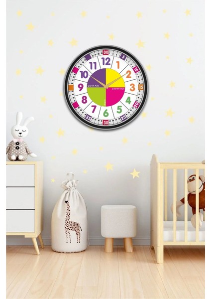 Çocuk Odası Duvar Saati / Öğretici Duvar Saati 48 cm / Dijital Duvar Saat / Uv Baskı / fiyatları