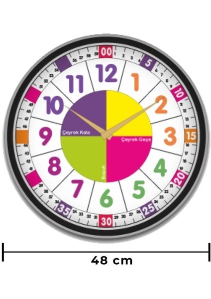 Çocuk Odası Duvar Saati / Öğretici Duvar Saati 48 cm / Dijital Duvar Saat / Uv Baskı / modelleri