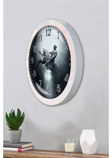 36 cm Beyaz Metal Atatürk Duvar Saati modelleri