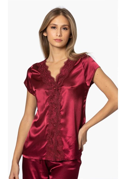 Nazikendam Pierre Cardin 6'lı Saten Gecelik Sabahlık Çeyiz Seti 6010 Bordo modelleri