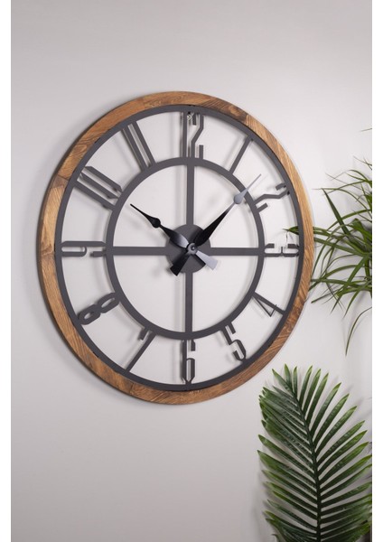 Muyika Bunnela Metal-Ahşap Çerçeveli 80 x 80 cm Dekoratif Duvar Saati Mds-Am