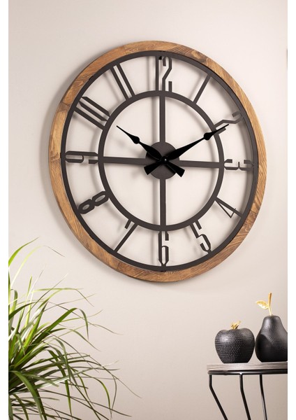 Muyika Bunnela Metal-Ahşap Çerçeveli 80 x 80 cm Dekoratif Duvar Saati Mds-Am fiyatları