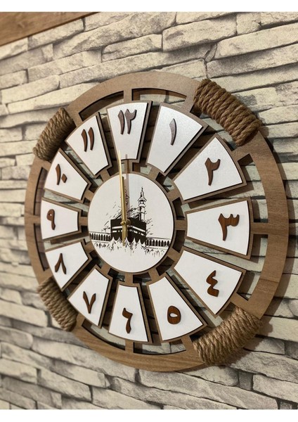 Ahşap Duvar Saati Isme Özel Arapça Rakamlı 40 cm modelleri