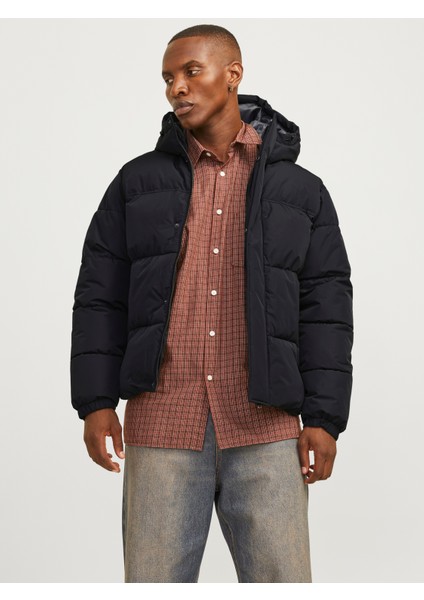 Jack & Jones Jjebradley Puffer Hood Sn Erkek Siyah Mont 12256974-02