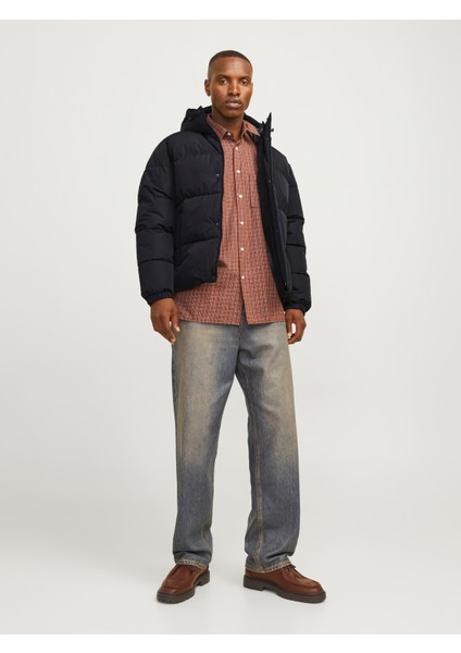 Jack & Jones Jjebradley Puffer Hood Sn Erkek Siyah Mont 12256974-02