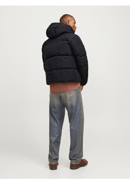 Jack & Jones Jjebradley Puffer Hood Sn Erkek Siyah Mont 12256974-02