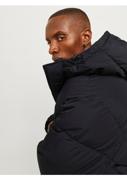 Jack & Jones Jjebradley Puffer Hood Sn Erkek Siyah Mont 12256974-02