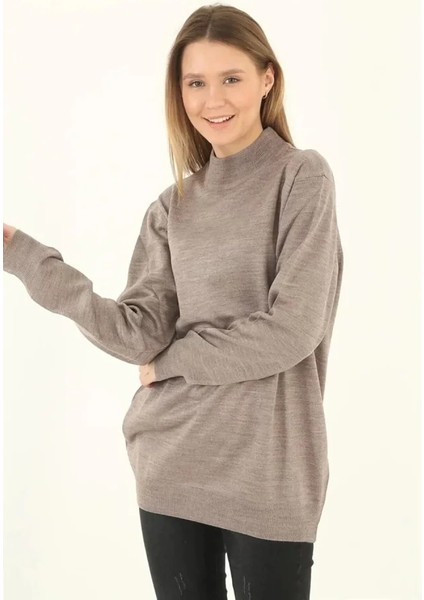 Yarım Balıkçı Yaka Triko Kazak - Vizon fiyatları